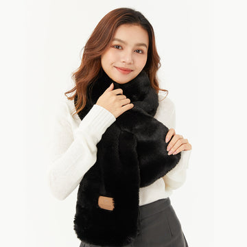 Faux Rabbit Fur Scarf for Women Winter Warm Scarves Faux Plush Fur Scarf